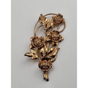 Vintage Sterling Flower Spray Brooch Rose Floral Bouquet Signed Sterling